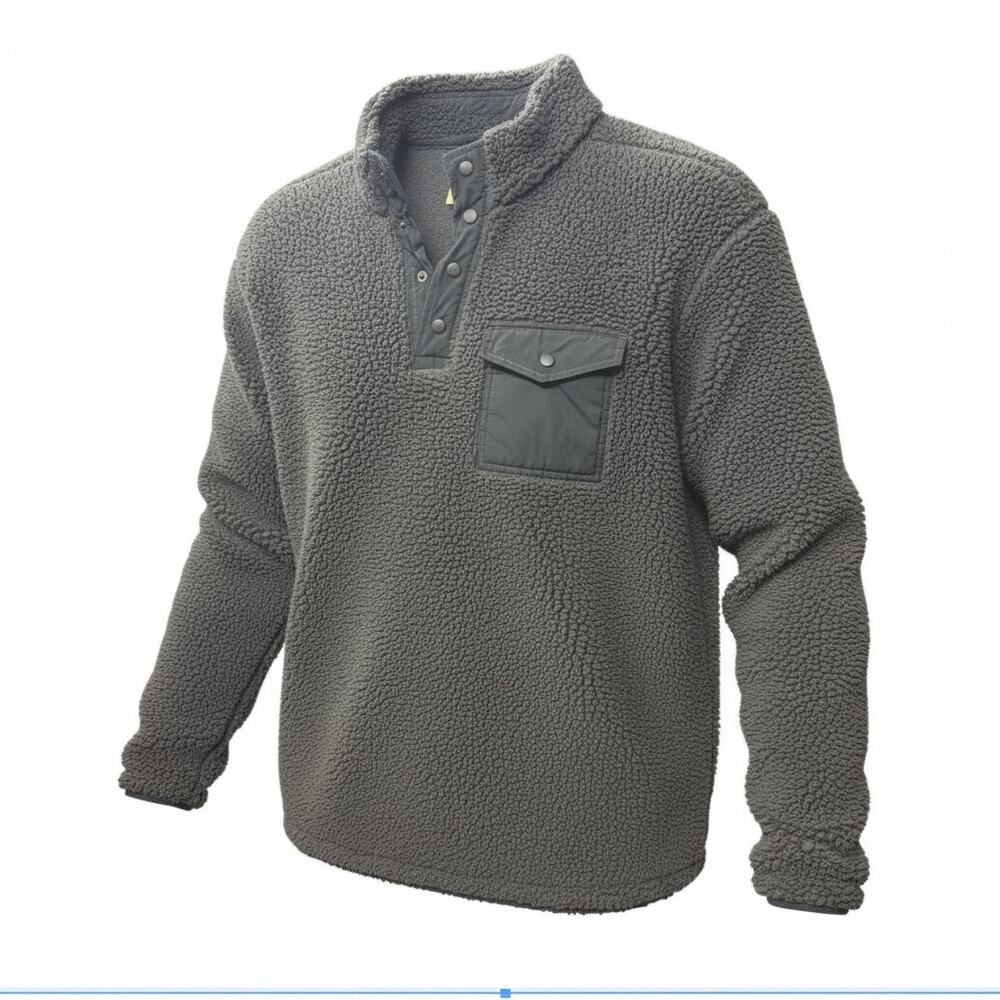 RedHead Sherpa Pullover Gray Snap Neck Cozy Outdoor Fleece Large